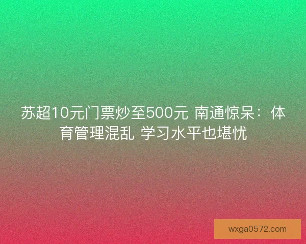 苏超10元门票炒至500元 南通惊呆：体育管理混乱 学习水平也堪忧