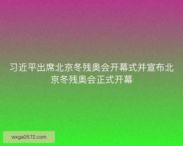 习近平出席北京冬残奥会开幕式并宣布北京冬残奥会正式开幕