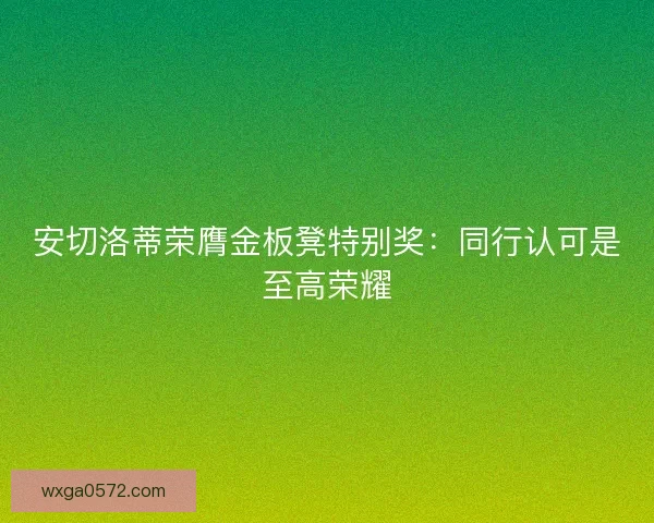 安切洛蒂荣膺金板凳特别奖：同行认可是至高荣耀